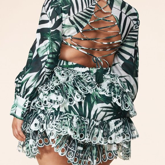 Floral Green Mini Dress - Picture 2 of 3